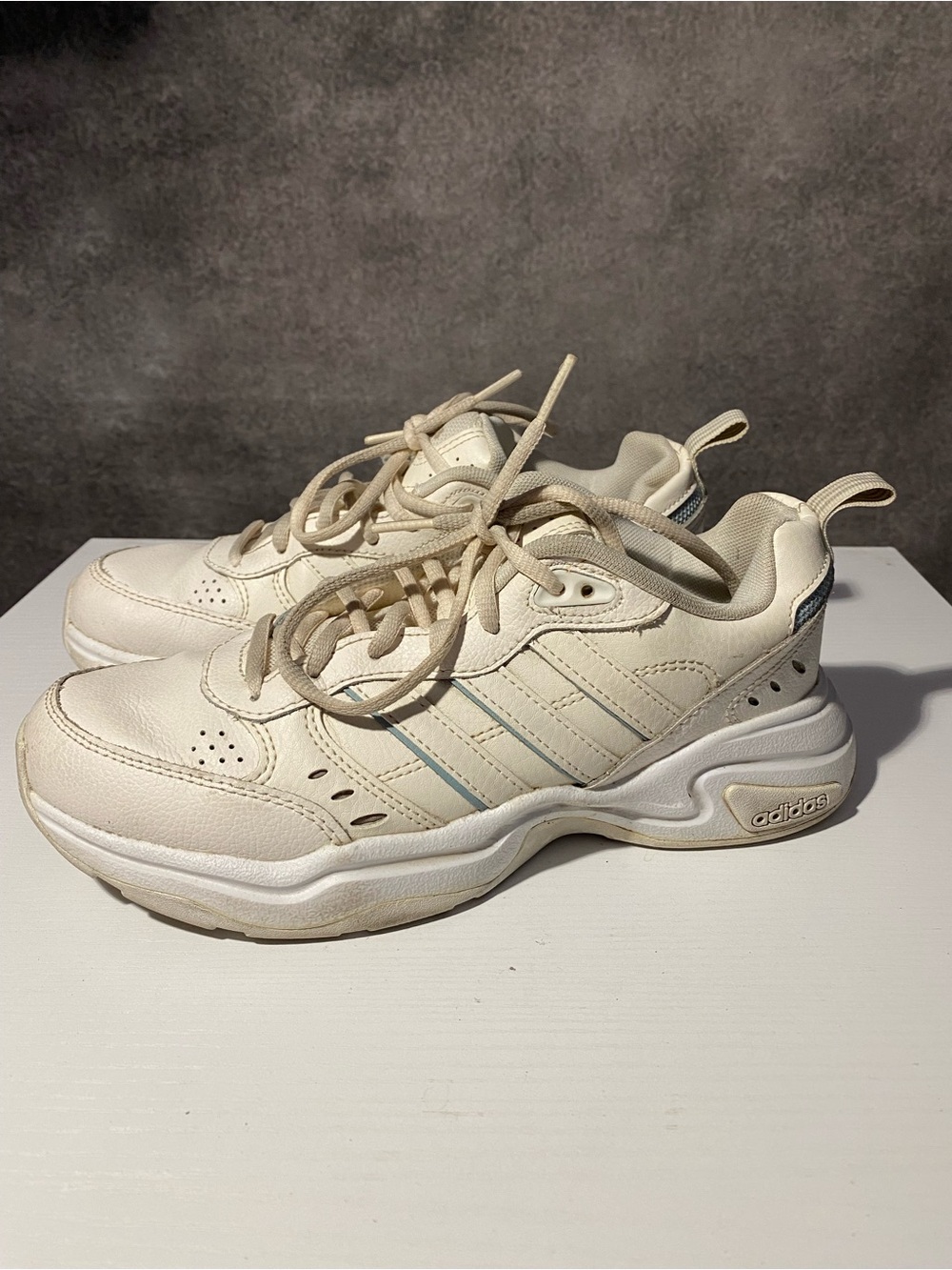 adidas Strutter Chunky Dad Shoes Off White Cream Leather Sneakers Women Size 6.5